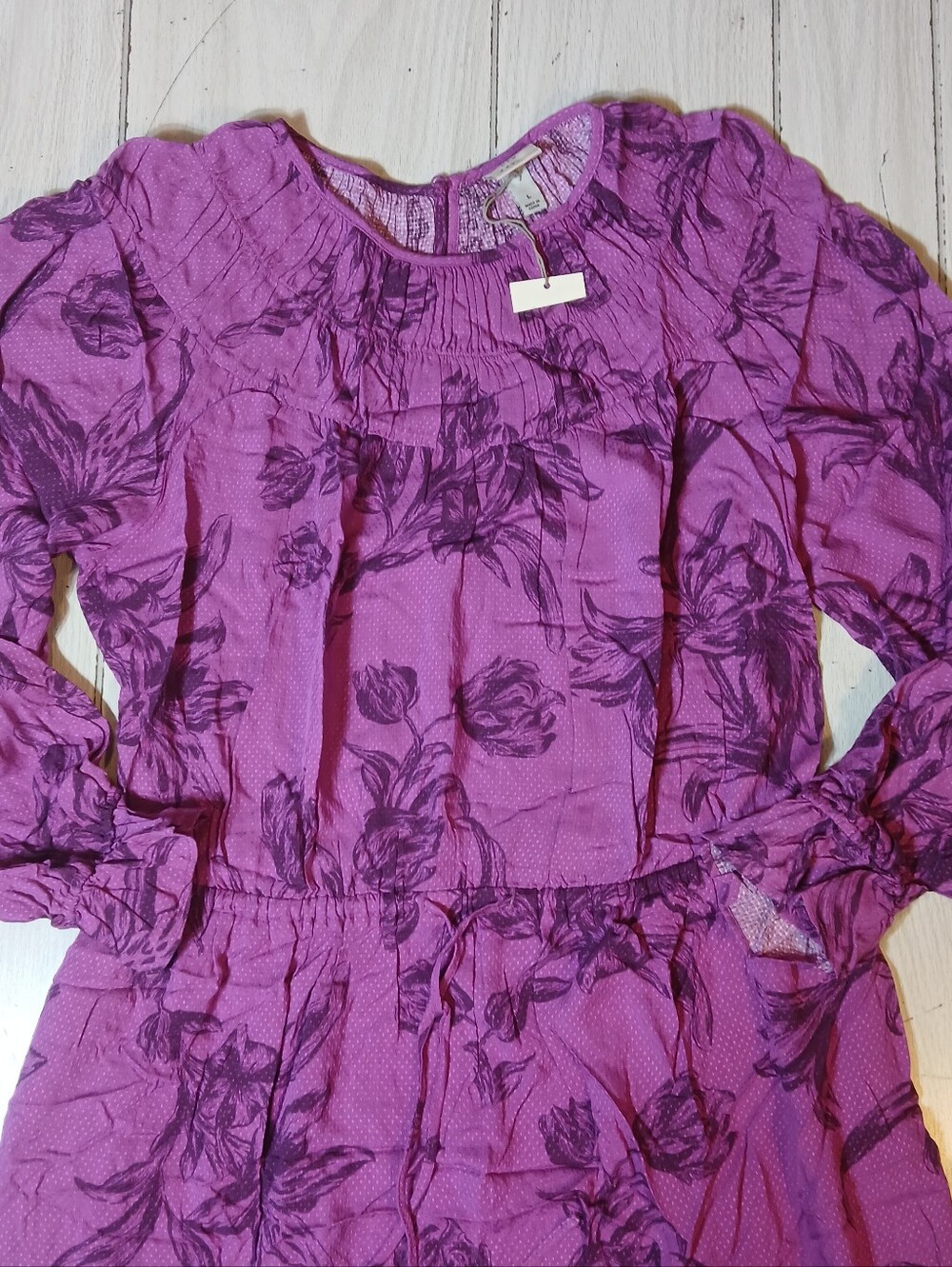 PA New Day Purple Floral Long Sleeve Midi Dreurple Floral Long-Sleeve Kids Dress